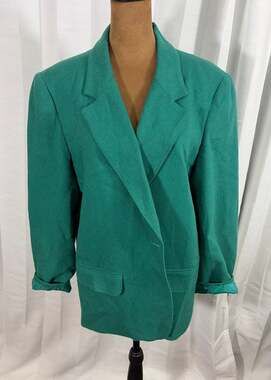 Barclay Square Teal Green Longline Blazer Single Button Lined Retro Jacket